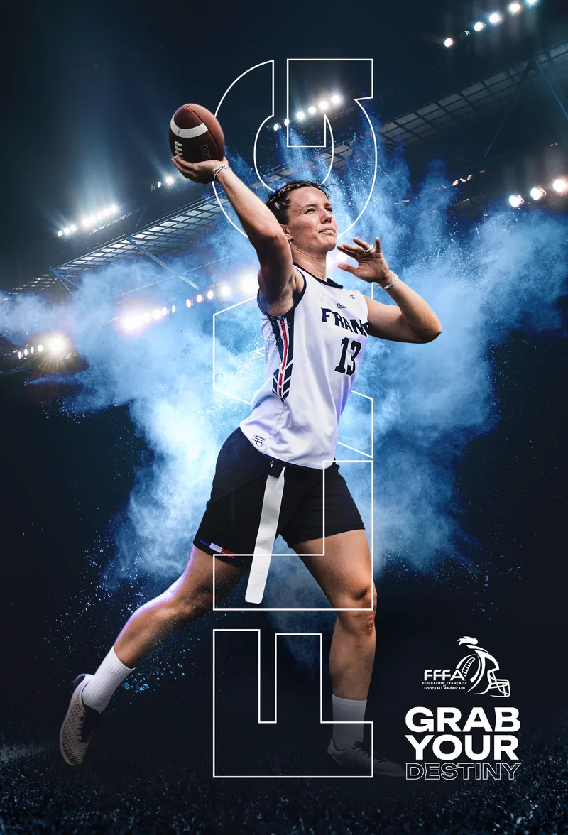 Visuel de la campagne de recrutement Flag Football de la Fédération Française de Football Américain