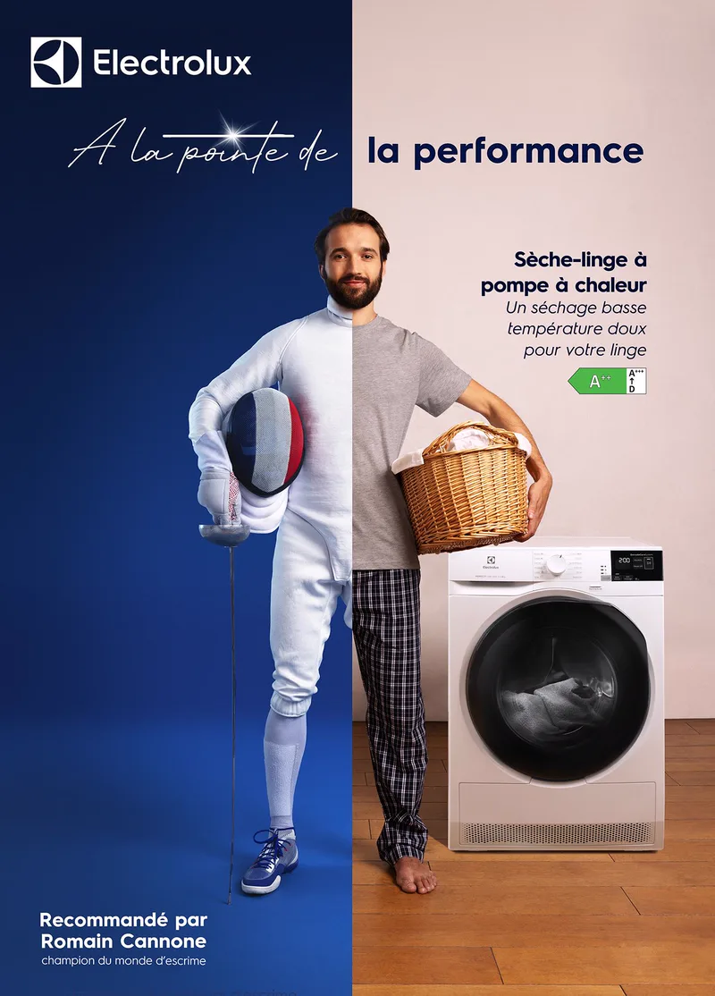 Key visual Electrolux : la performance de l’escrimeur transposée à l’électroménager