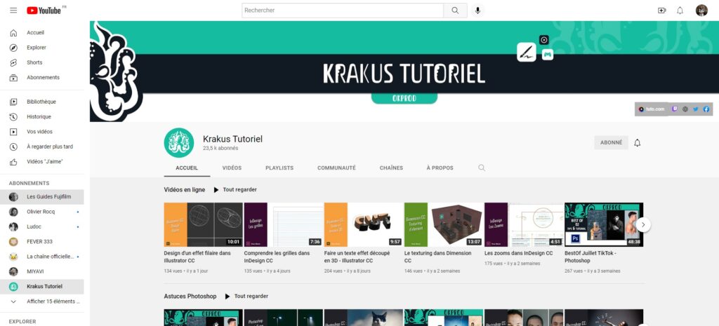 Chaîne YouTube - Krakus Tutoriel